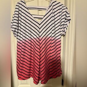 Women’s Plus Livi Active Shirt 18 20 White Navy Coral OmbréTunic Lane Bryant